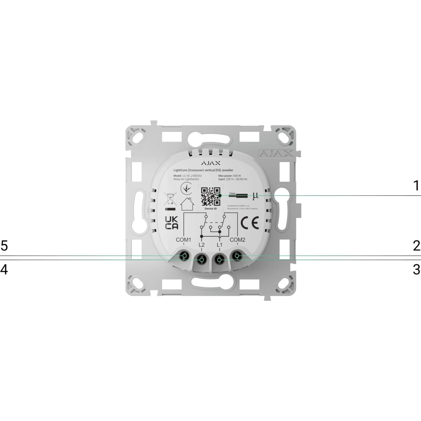 AJAX Włącznik światła LightCore Crossover vertical