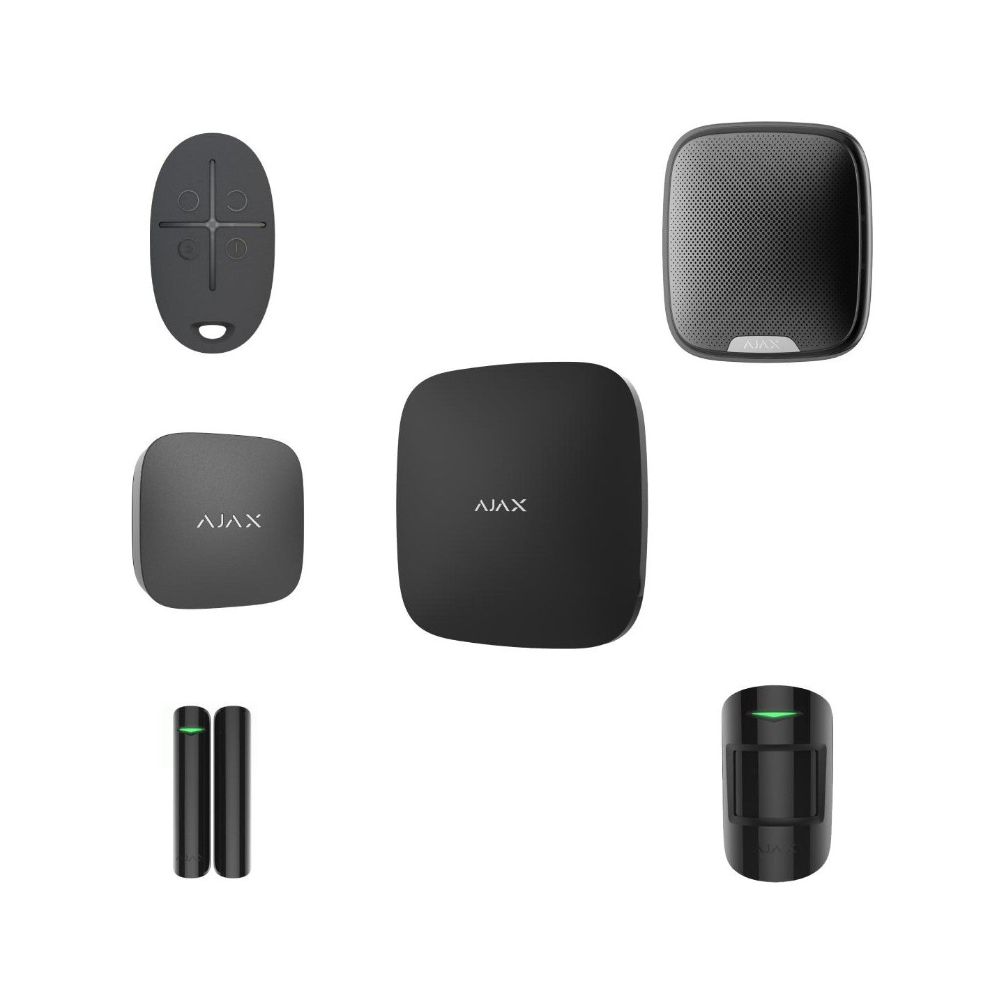 AJAX Zestaw: Hub 2 (2G) + MotionProtect + DoorProtect + StreetSiren + SpaceControl + LifeQuality - black