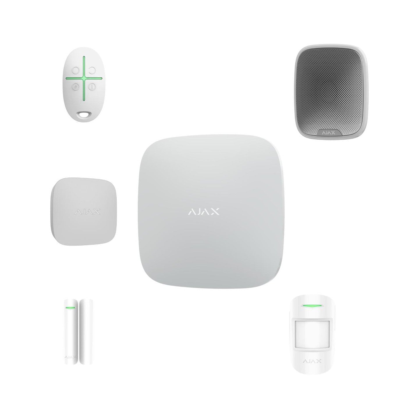 AJAX Zestaw: Hub 2 (2G) + MotionProtect + DoorProtect + StreetSiren + SpaceControl + LifeQuality - white