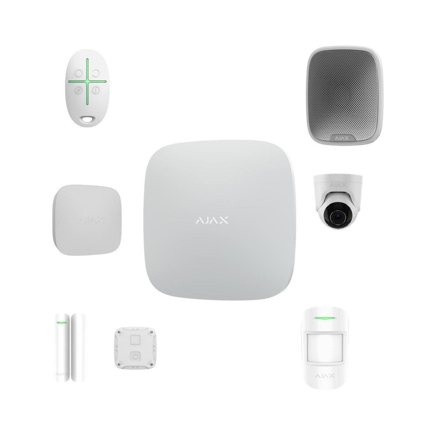 AJAX Zestaw: Hub 2 (4G) + MotionProtect + DoorProtect + SpaceControl + StreetSiren + LifeQuality + LeaksProtect + TurretCam 5Mp