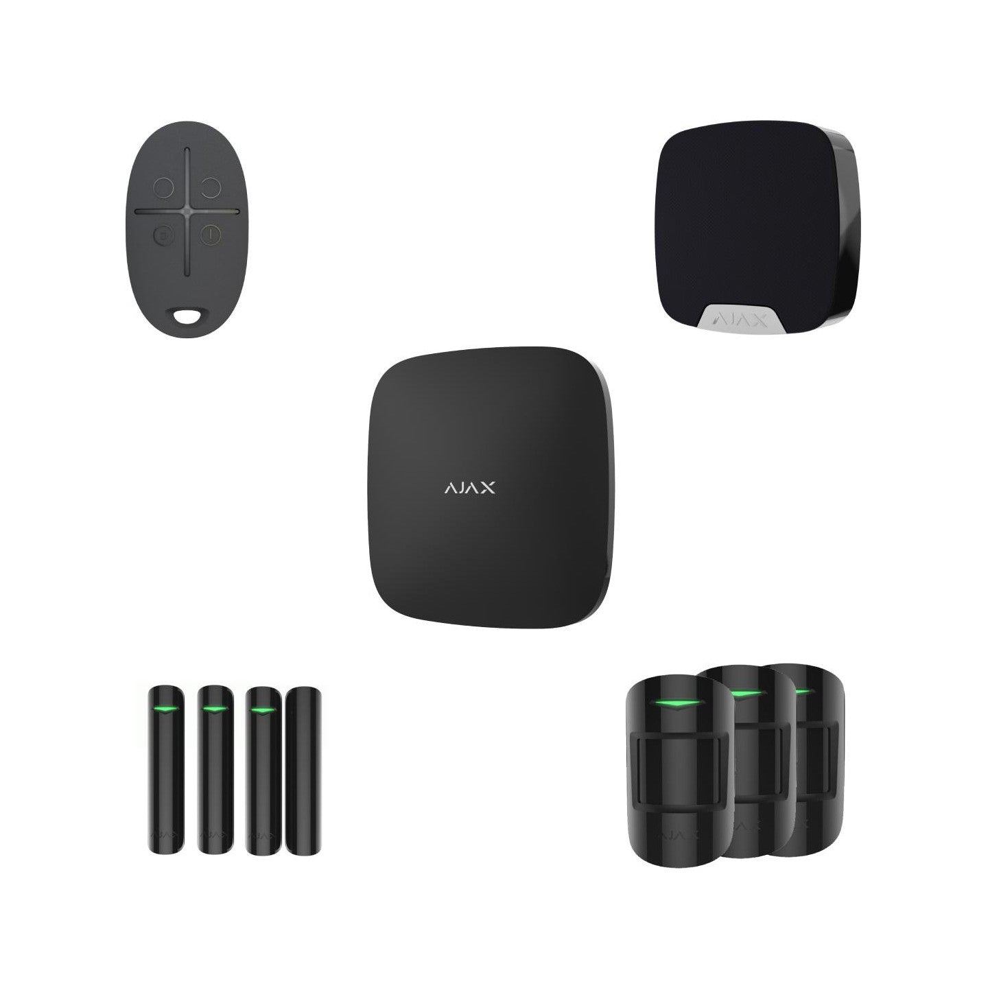 AJAX Zestaw: Hub + 3x MotionProtect + 3x DoorProtect + Home Siren + SpaceControl - black