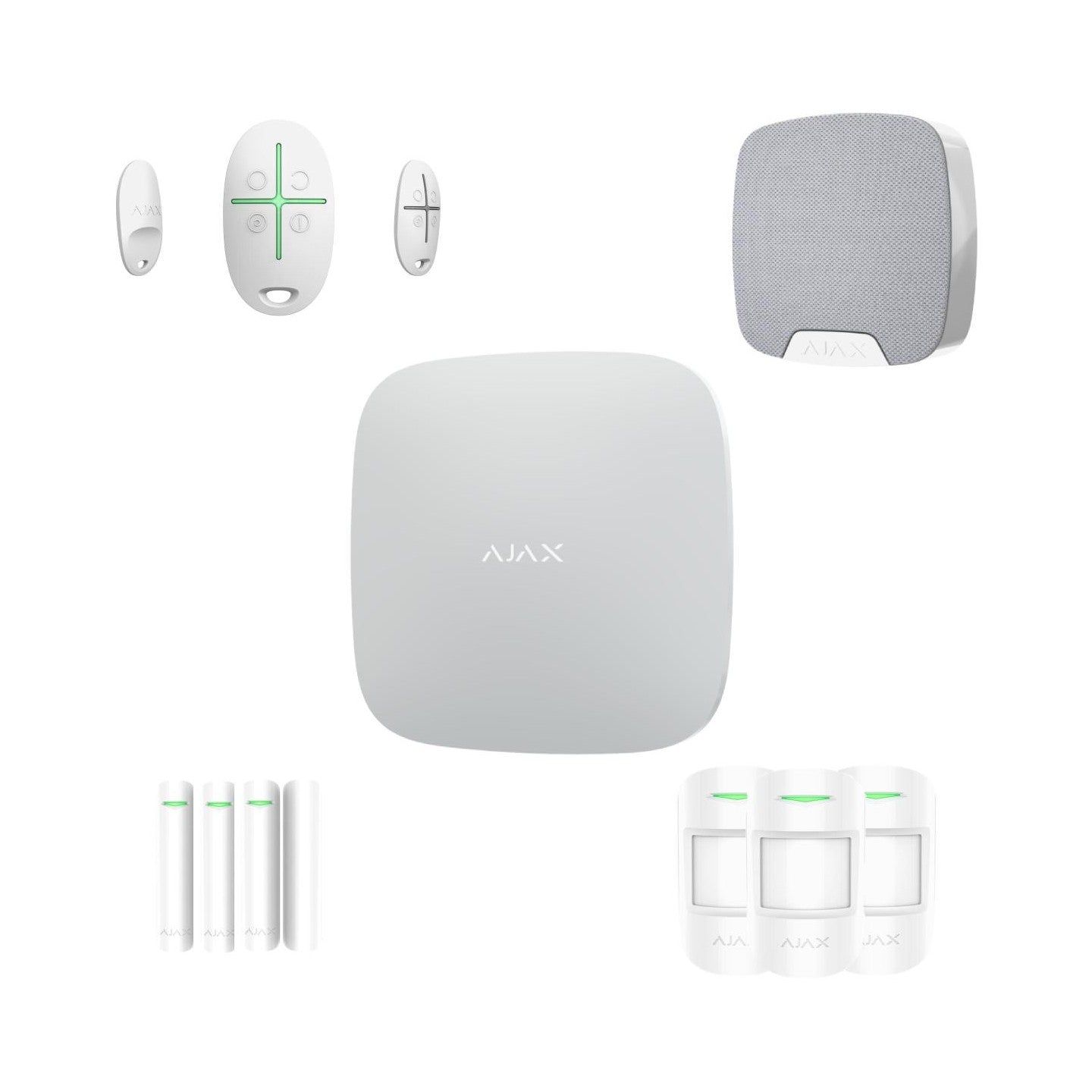 AJAX Zestaw: Hub + 3x MotionProtect + 3x DoorProtect + Home Siren + SpaceControl - white