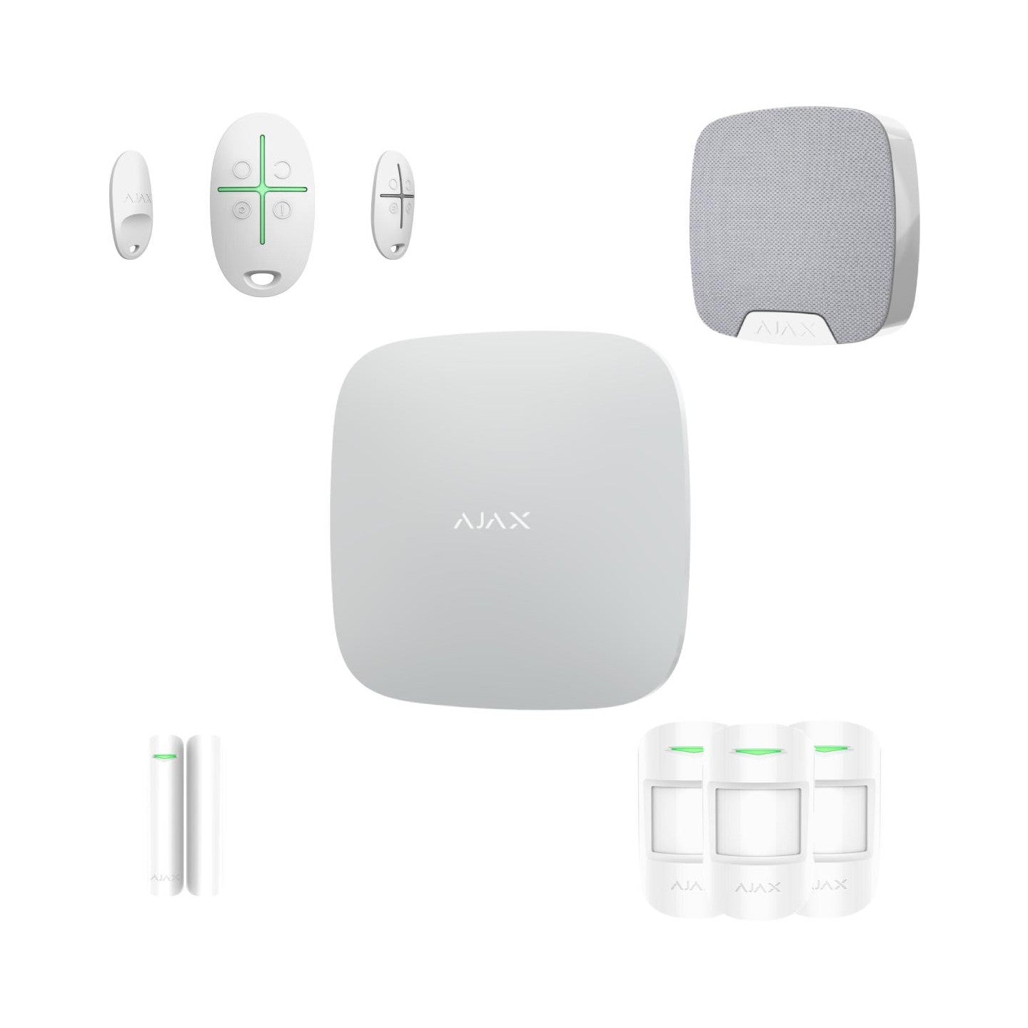 AJAX Zestaw Hub + 3x MotionProtect + DoorProtect + Home Siren + SpaceControl - white