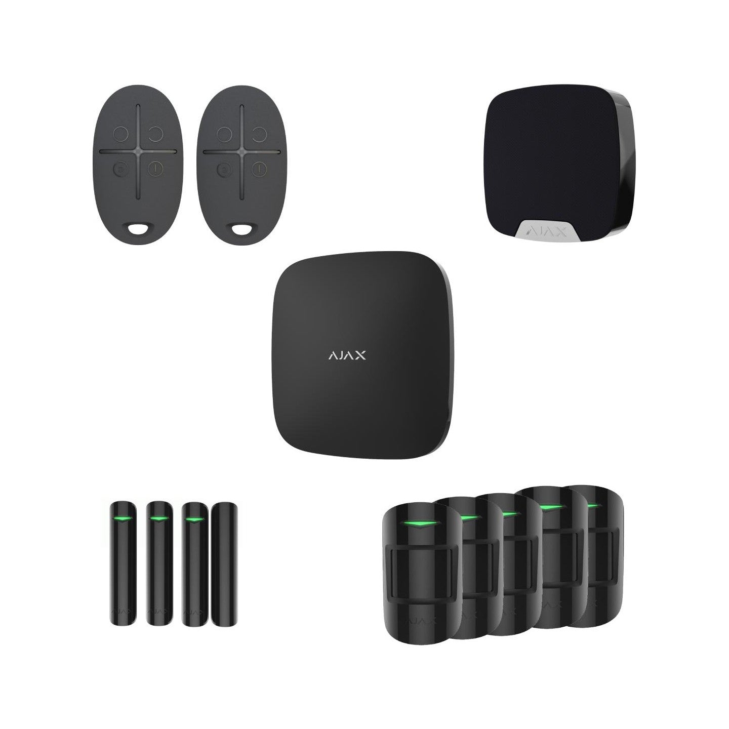 AJAX Zestaw: Hub + 5x MotionProtect + 3x DoorProtect + Home Siren + 2x SpaceControl - black