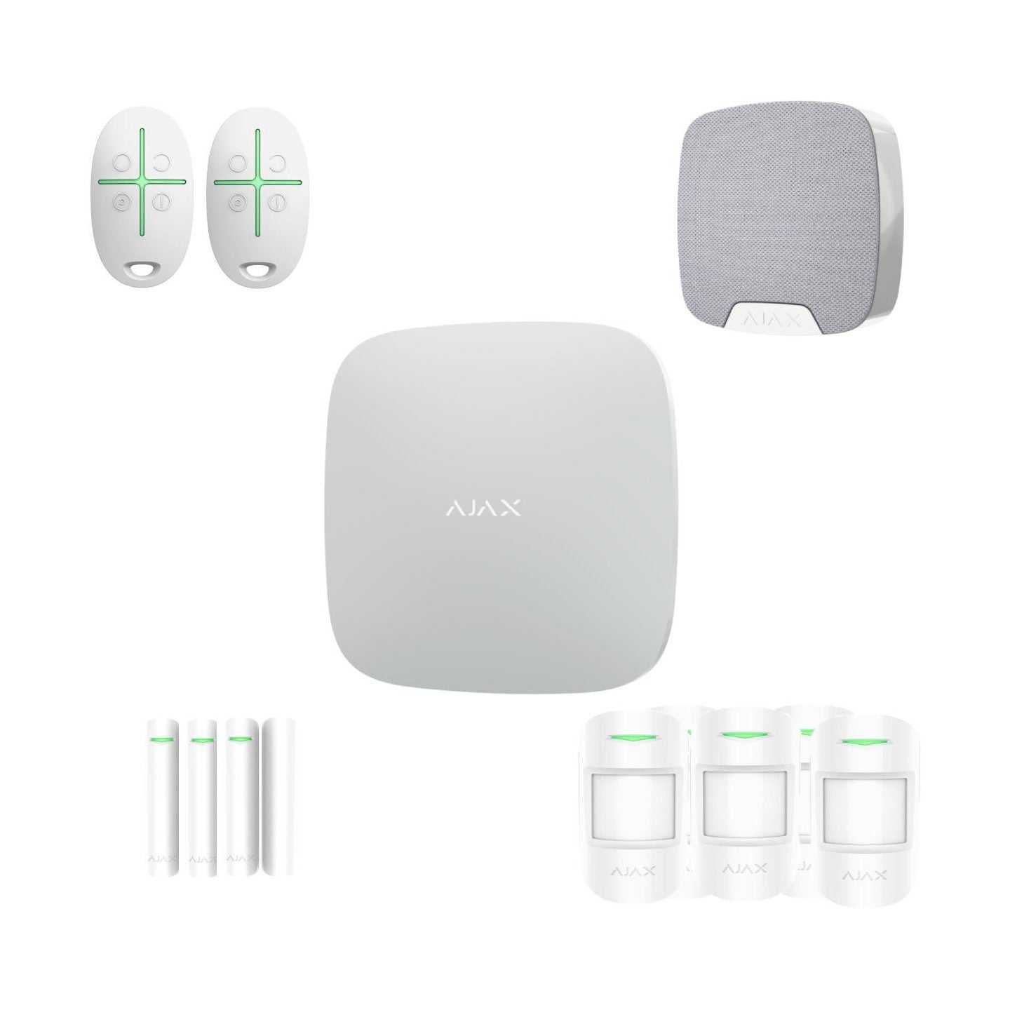 AJAX Zestaw: Hub + 5x MotionProtect + 3x DoorProtect + Home Siren + 2x SpaceControl - white