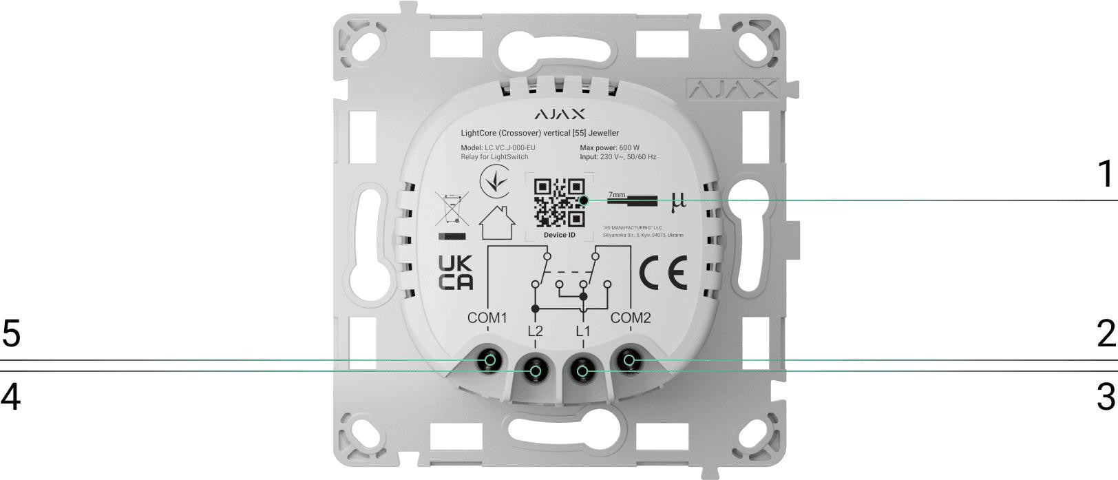 AJAX Włącznik światła LightCore Crossover vertical