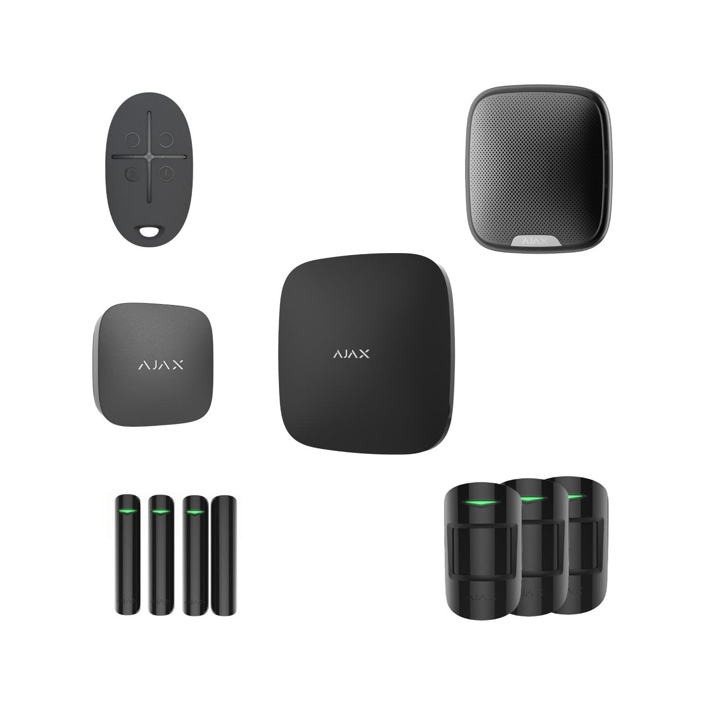 AJAX Zestaw: Hub 2 (2G) + 3x MotionProtect + 3x DoorProtect + StreetSiren + SpaceControl + LifeQuality - black