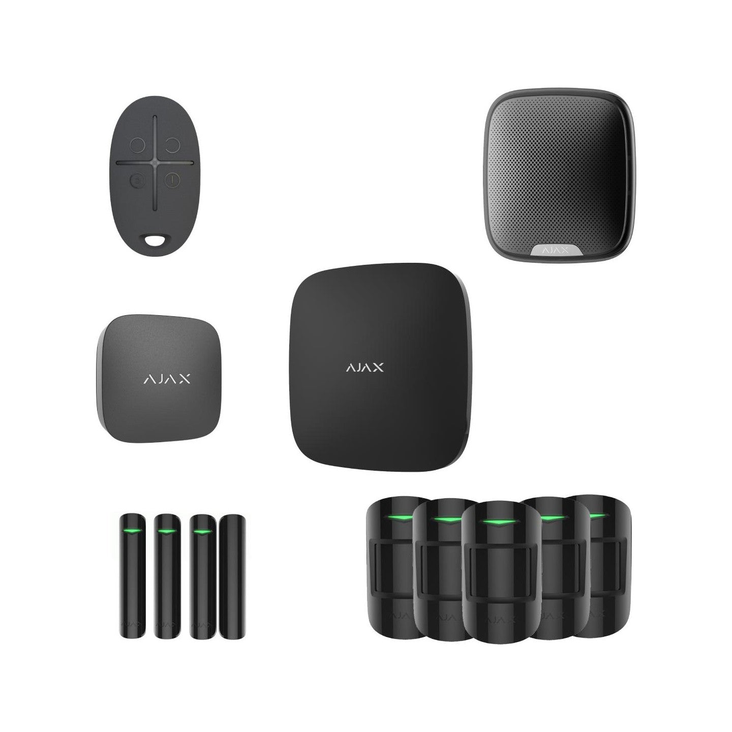 AJAX Zestaw: Hub 2 (2G) + 5x MotionProtect + 3x DoorProtect + StreetSiren + SpaceControl + LifeQuality - black