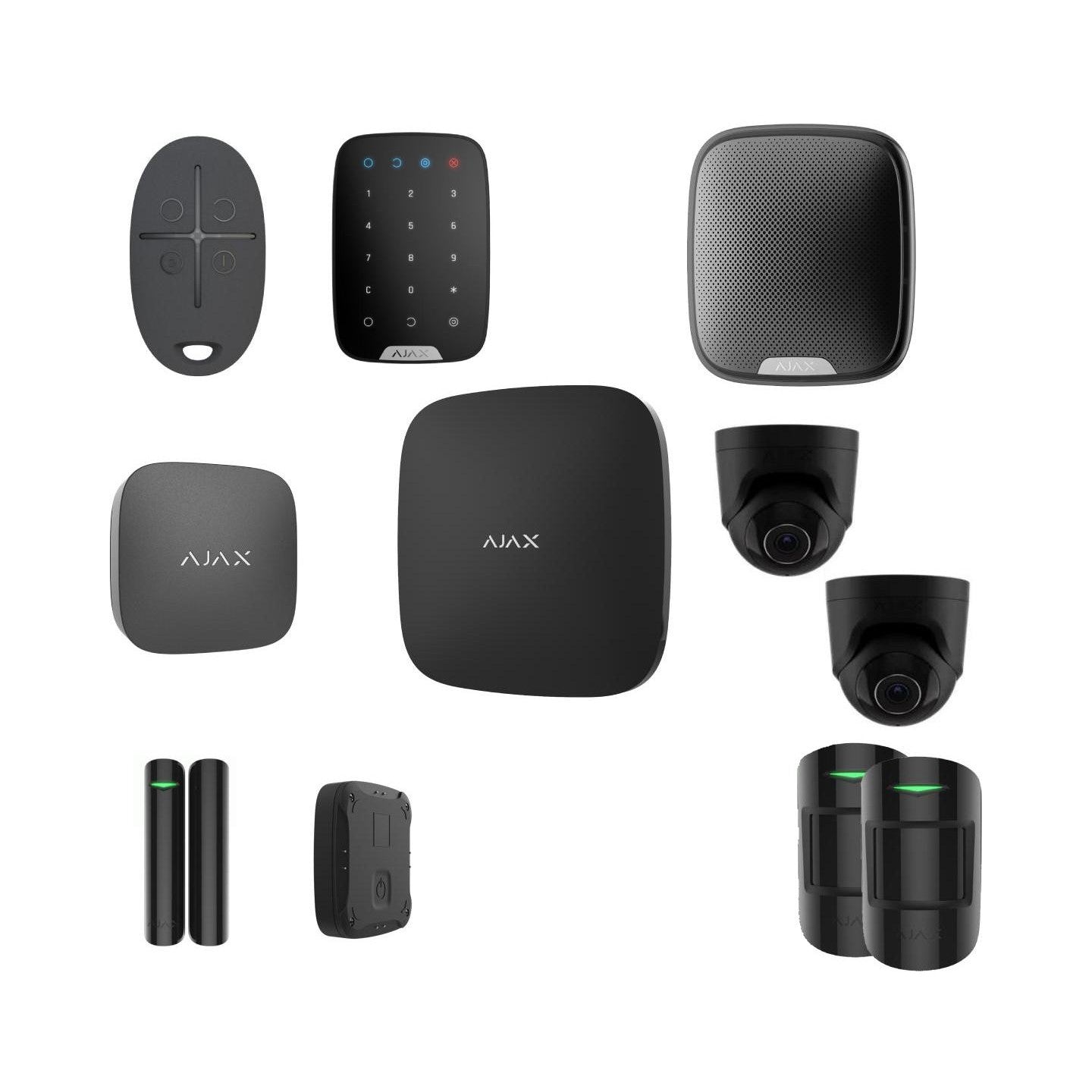 AJAX Zestaw: Hub 2 (4G) + 2x MotionProtect + DoorProtect + SpaceControl + StreetSiren + LifeQuality + 1x LeaksProtect + KeyPad +