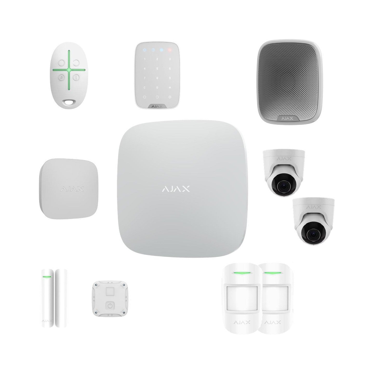 AJAX Zestaw: Hub 2 (4G) + 2x MotionProtect + DoorProtect + SpaceControl + StreetSiren + LifeQuality + 1x LeaksProtect + KeyPad +