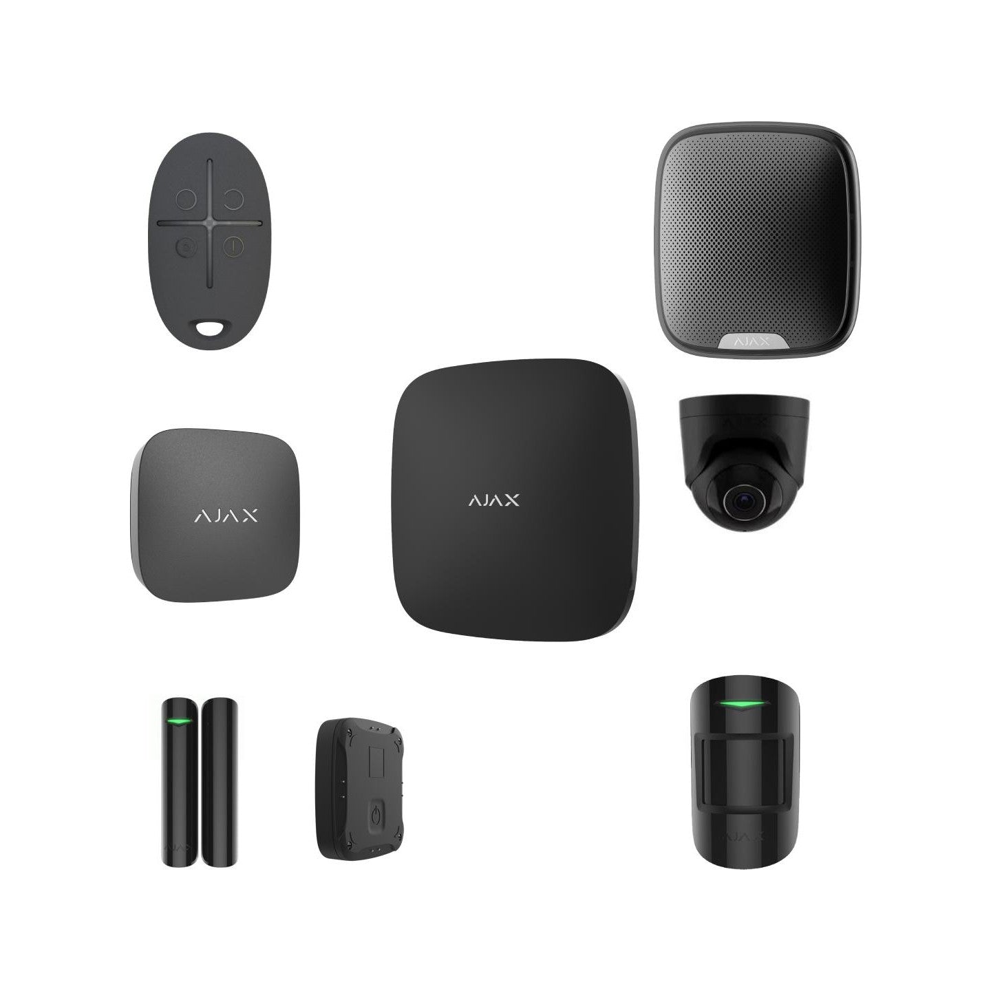 AJAX Zestaw: Hub 2 (4G) + MotionProtect + DoorProtect + SpaceControl + StreetSiren + LifeQuality + LeaksProtect + TurretCam 5Mp 