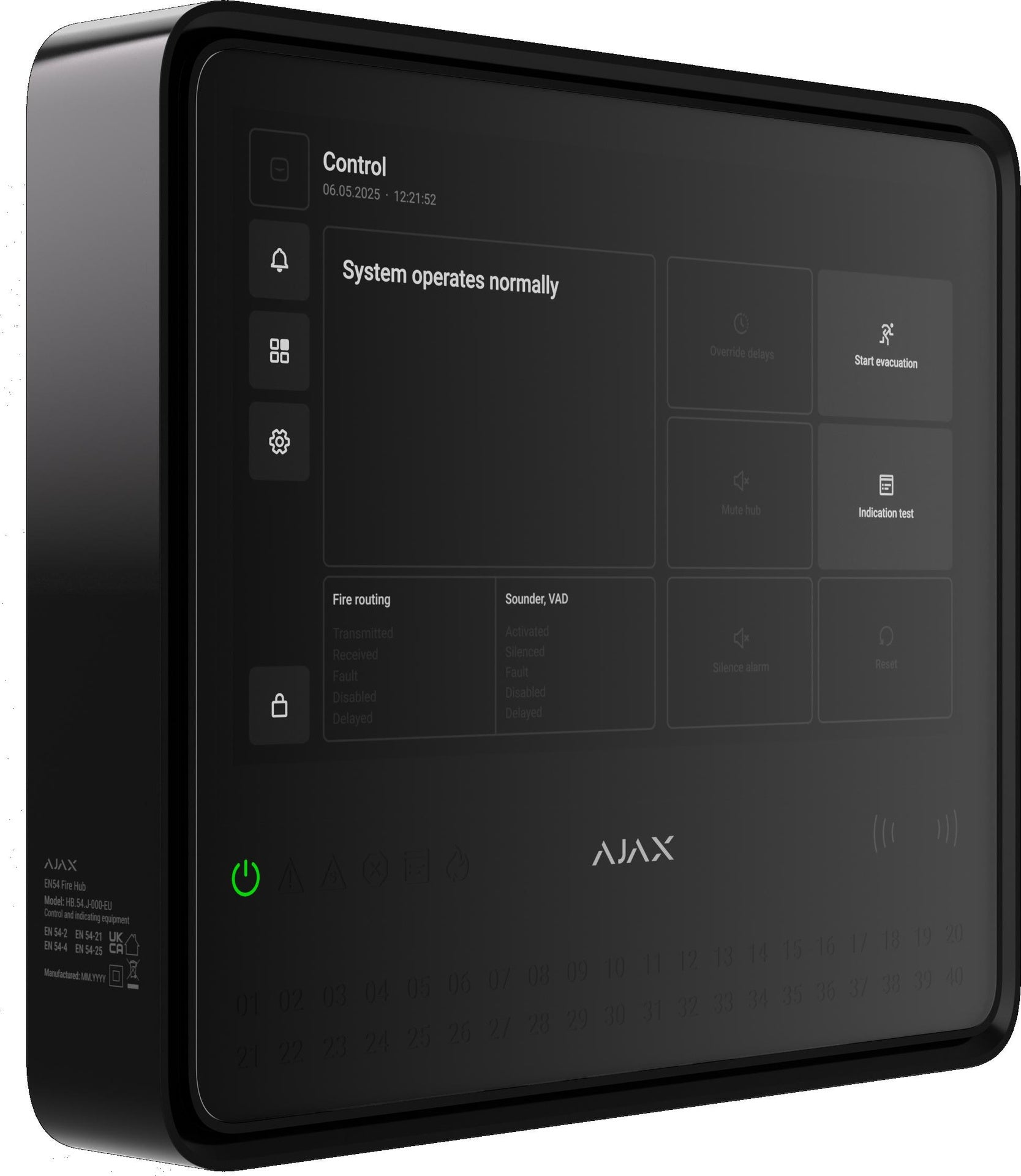 Ajax EN54 Fire Hub Jeweller - black