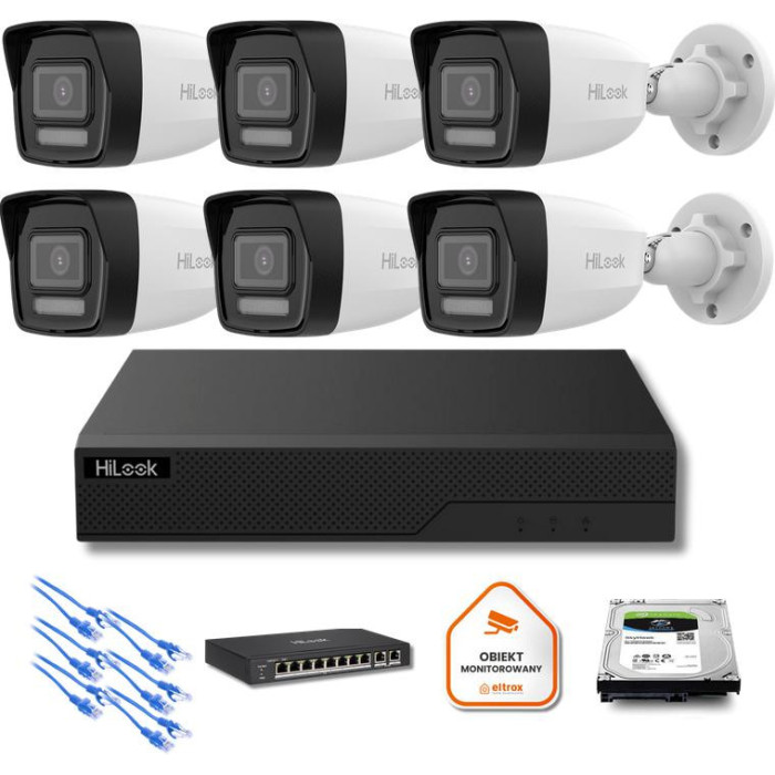 Zestaw monitoringu Hilook 6x kamera IPC-B160HA-LU z dyskiem z 2TB