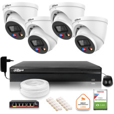 Zestaw monitoringu IP Dahua TIOC 8mpx 4K 4 kamery z alarmem NVR z dyskiem