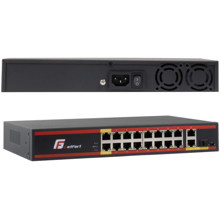 SWITCH POE GETFORT 16FE+2GE+1SFP 200W