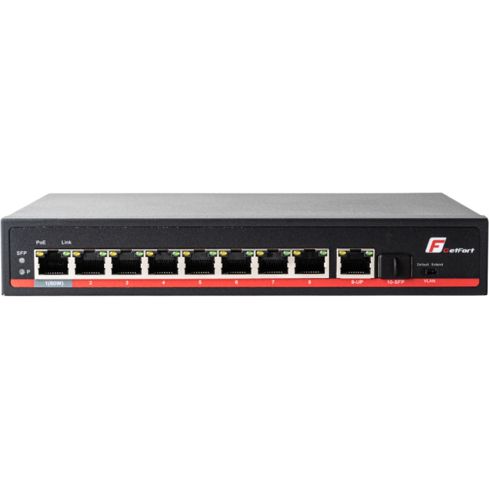 SWITCH POE GETFORT 8+1+SFP Gigabit Ethernet 120W