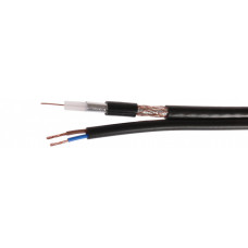Przewód kabel koncentryczny z zasilaniem do CCTV CZARNY K60+2x0,5mm2 GETFORT 1m