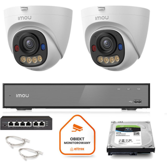 Zestaw monitoringu Imou 2x kamera IPC-PS8D-3V0 3MP kopułka PoE