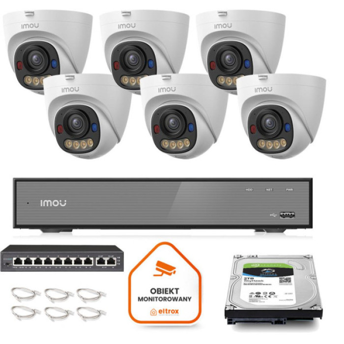 Zestaw monitoringu Imou 6x kamera IPC-PS8D-3V0 3MP kopułka PoE