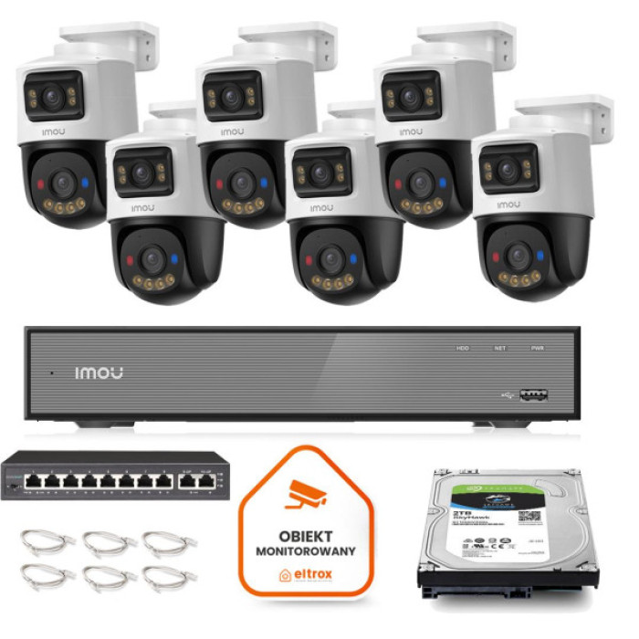 Zestaw monitoringu Imou 6x kamera IPC-PS70FP-10M0 10MP (5MP+5MP) Dual PoE