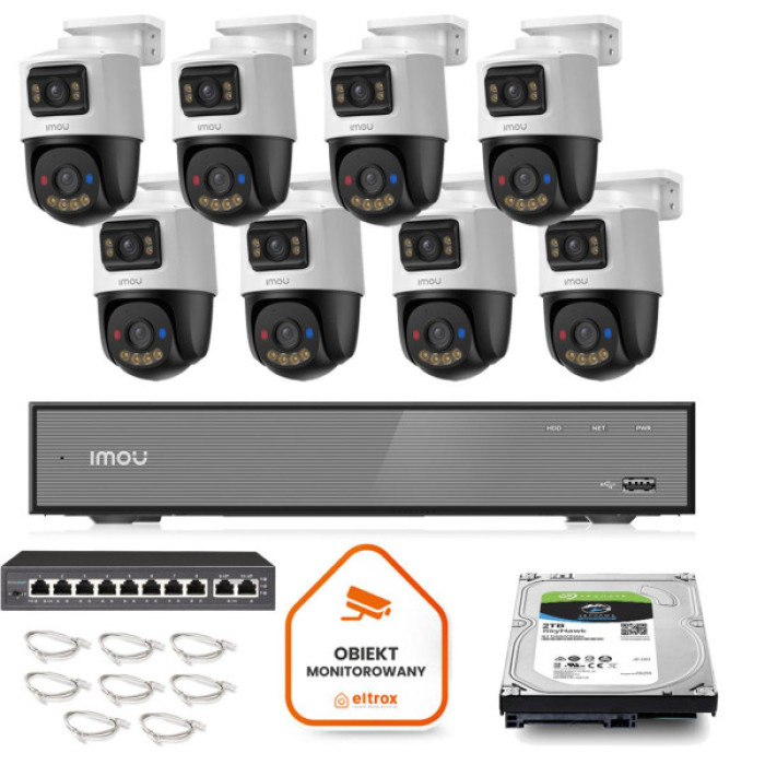 Zestaw monitoringu Imou 8x kamera IPC-PS70FP-10M0 10MP (5MP+5MP) Dual PoE