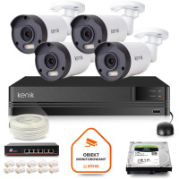Zestaw monitoringu IP Kenik 4 kamery tubowe 5MPx dysk 2TB