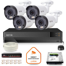 Zestaw monitoringu IP Kenik 4 kamery tubowe 5MPx dysk 2TB