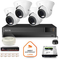 Zestaw monitoringu IP Kenik 4 kamery kopułkowe 5MPx dysk 1TB