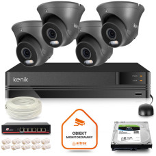 Zestaw monitoringu IP Kenik 4 kamery kopułkowe 5MPx dysk 1TB