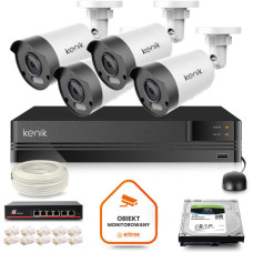 Zestaw monitoringu IP Kenik 4 kamery 2K tubowe dysk 1TB
