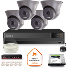 Zestaw monitoringu IP Kenik 4 kamery kopułkowe FullHD 1TB