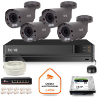 Zestaw monitoringu IP Kenik 4 kamery tubowe 5MPx 1TB
