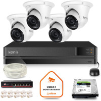 Zestaw monitoringu IP Kenik 4 kamery kopułkowe 2MPx 1TB