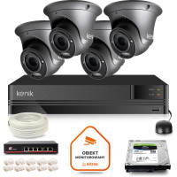 Zestaw monitoringu IP Kenik 4 kamery kopułkowe FullHD 1TB