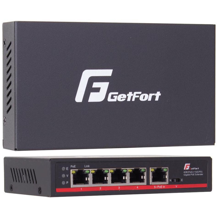 SWITCH POE GETFORT 4GE+1GE 90W (POE-IN)