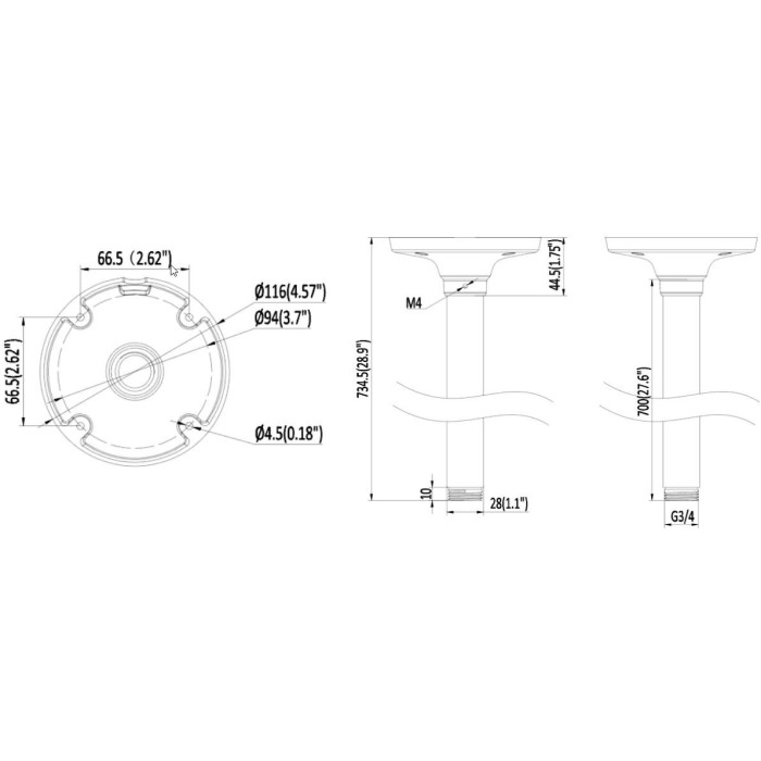 UCHWYT SUFITOWY KENIK KG-106C