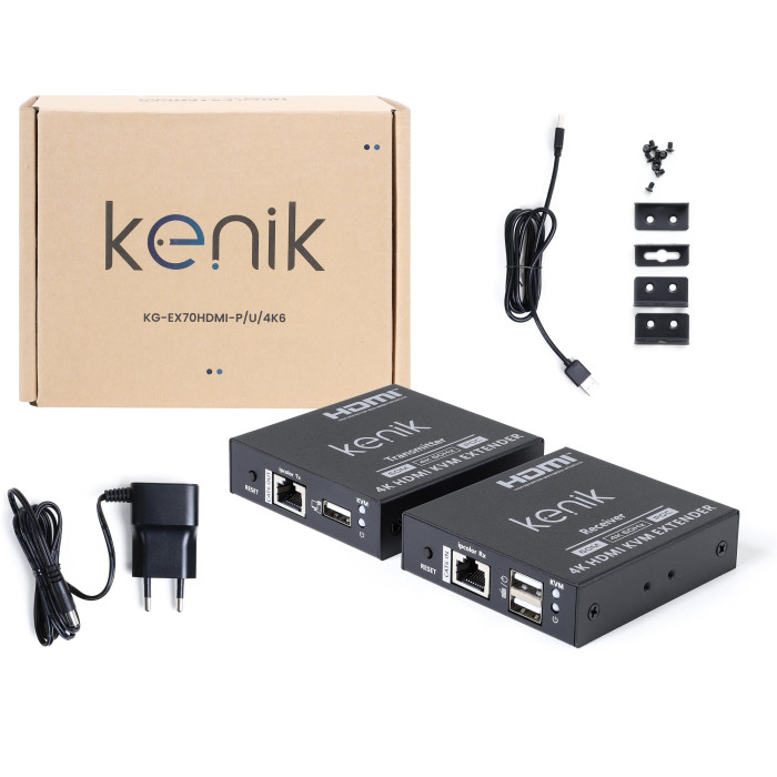 Extender HDMI Kenik KG-EX70HDMI-P/U/4K6 wideo + myszka po skrętce