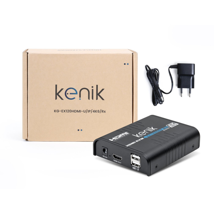 Odbiornik extendera HDMI Kenik KG-EX120HDMI-U/IP/4K6/Rx wideo + myszka po skrętce
