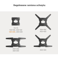 Uchwyt TV Getfort LED/LCD 23-65 cali 30kg Vesa 400x400 Full-Motion