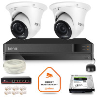 Zestaw monitoringu IP Kenik 2 kamery kopułkowe FullHD IR 60m dysk 1TB
