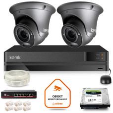Zestaw monitoringu IP Kenik 2 kamery FullHD kopułkowe dysk 1TB
