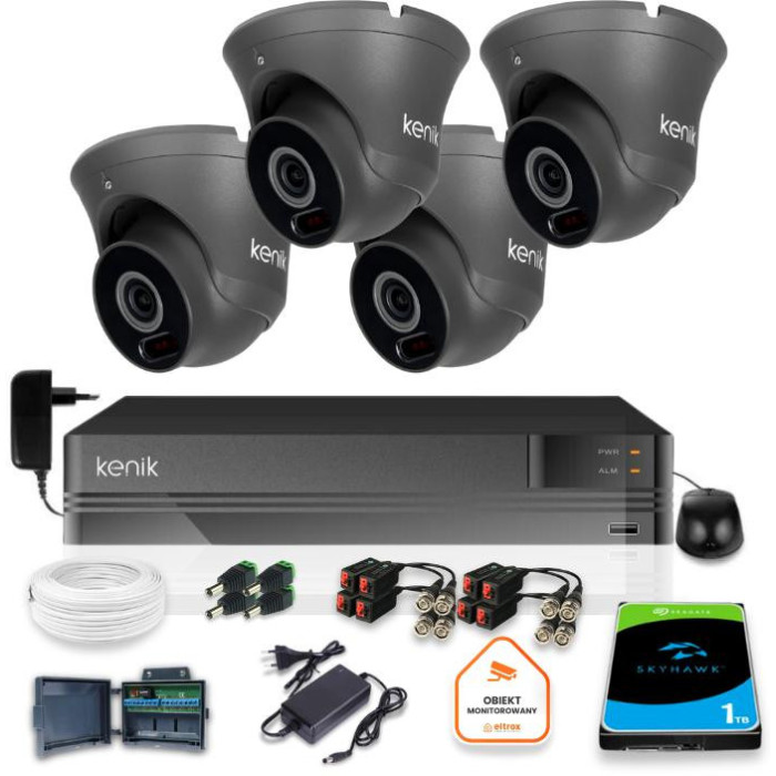 Zestaw monitoringu Kenik 4 Kamery 2MPx Rejestrator 5w1 1TB