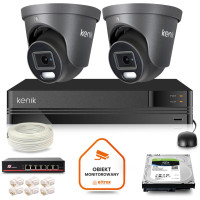 Zestaw monitoringu IP Kenik 2 kamery kopułkowe 4 MPx dydk 1TB