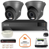 Zestaw monitoringu IP Kenik 2 kamery kopułkowe 4MPx dysk 1TB