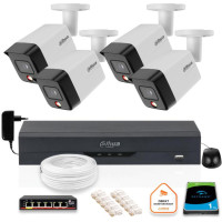 Zestaw monitoringu IP Dahua 4 Kamery zewnętrzne 6mpx dysk twardy